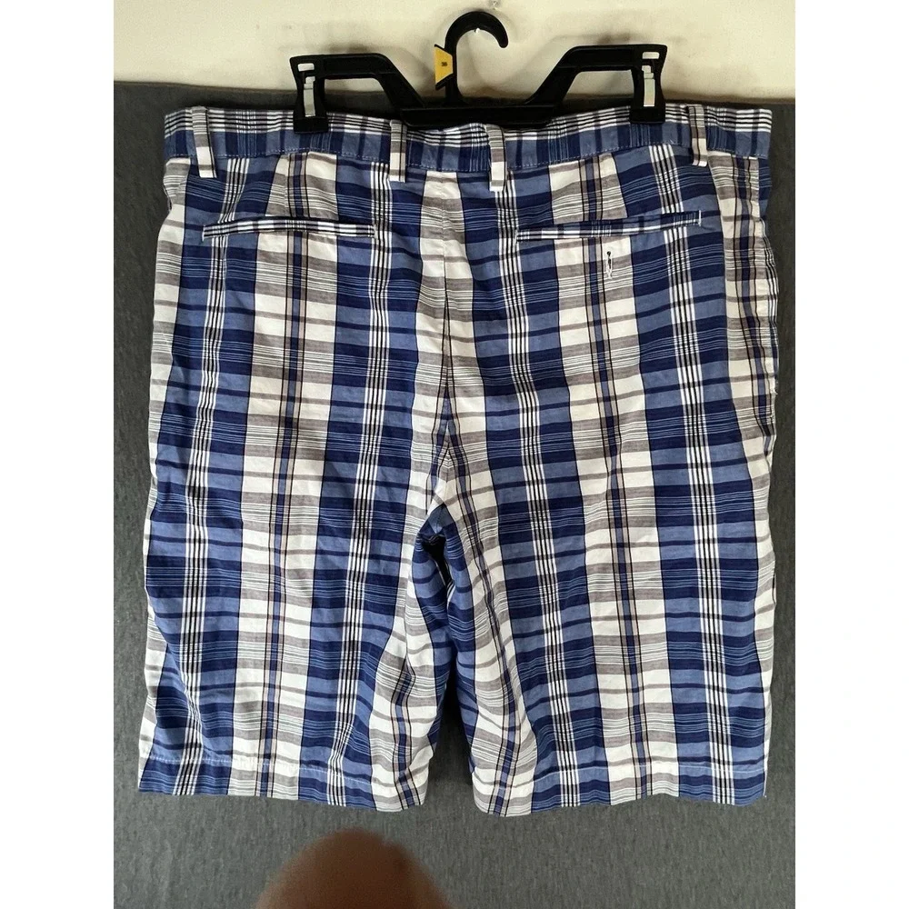Banana Republic Mens Plaid Shorts Size 36 Cotton Blue Casual Flat Front